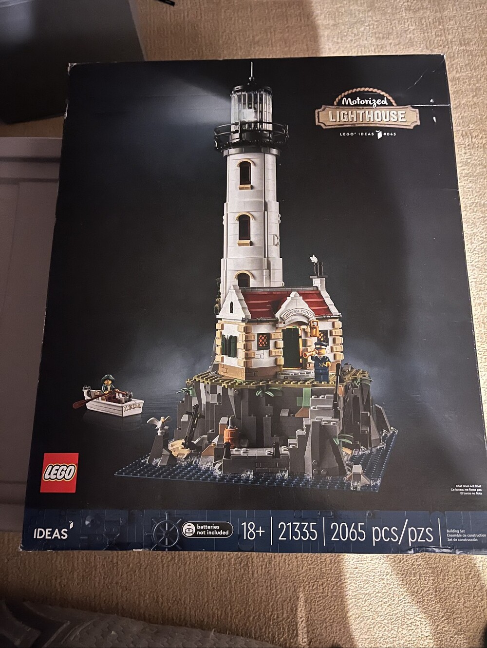 Lego White Lighthouse with Red Roof and Green Shutters